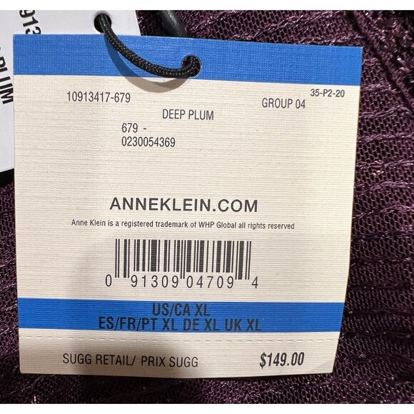 NWT ANNE KLEIN Women’s Sequin Draped Open Front Cardigan Deep Plum Size XL $149 - Picture 9 of 11